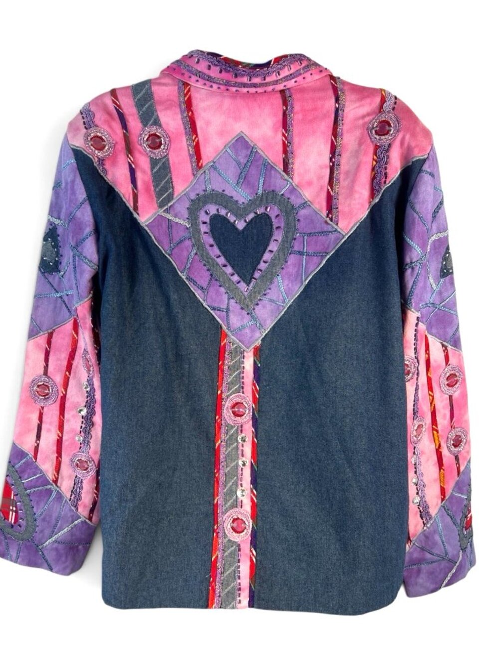 vtg Drapers & Damons Art to Wear Jacket Embroidered Patchwork Bright L - Picture 4 of 7